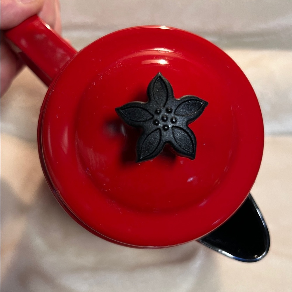 TEMPTATIONS BY TARA ☕️ RED FLORAL LACE OVEN/STOVETOP SAFE PERCULATOR COFFEE POT - Picture 5 of 13